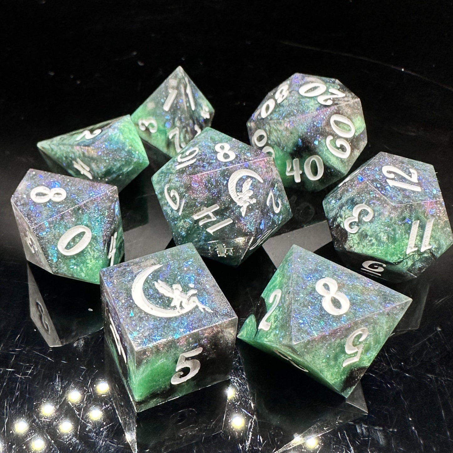 "Emerald Dragon" 8Pc Dice Set