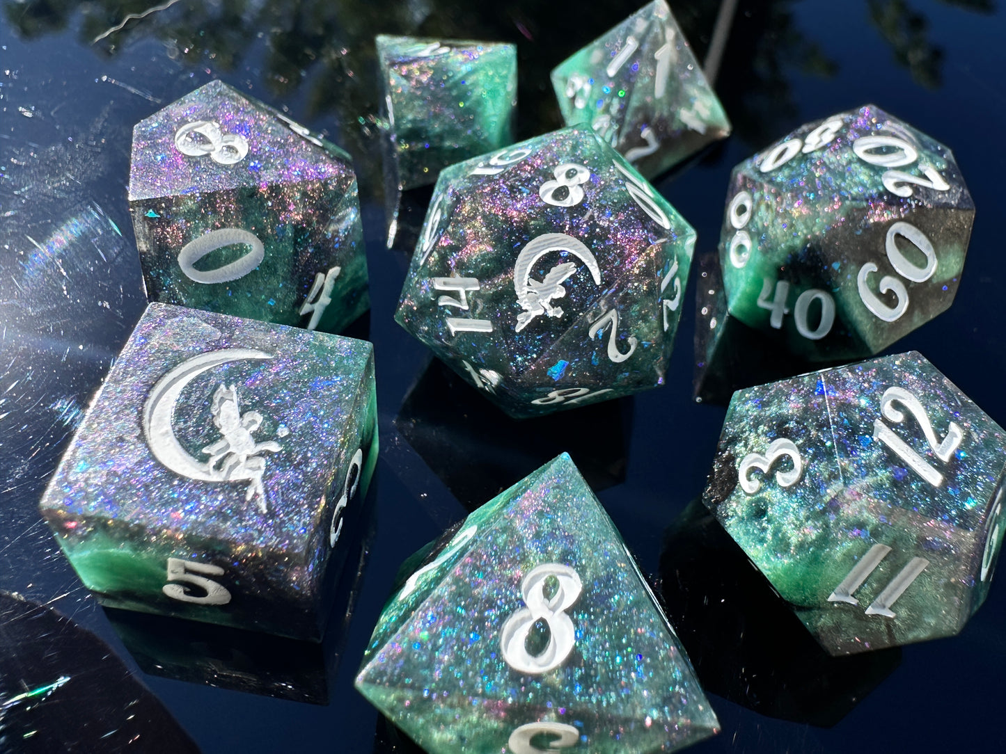 "Emerald Dragon" 8Pc Dice Set