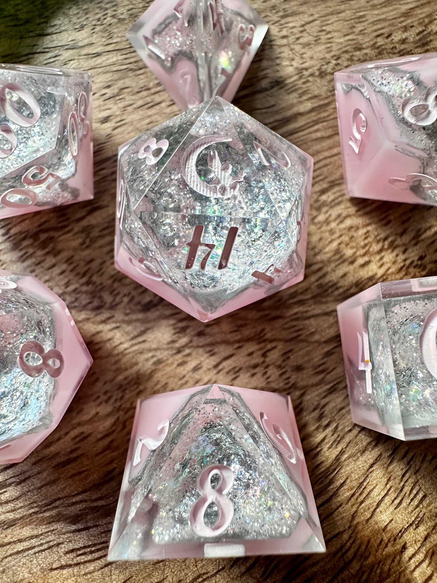 "Rose Crystal" 7pc Geode Dice Set