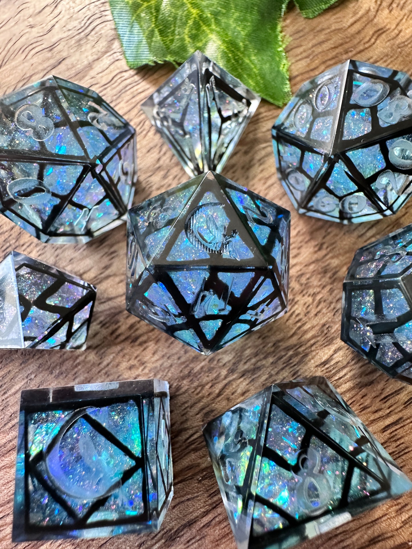 "Crystallized" 8pc Stained Glass Dice Set