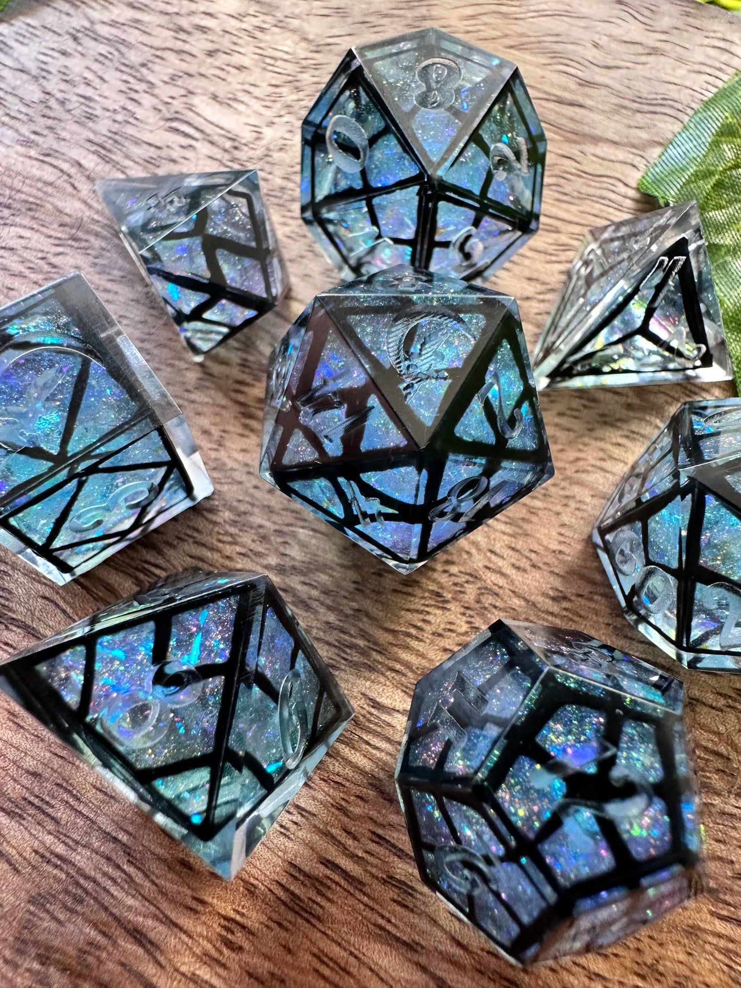 "Crystallized" 8pc Stained Glass Dice Set