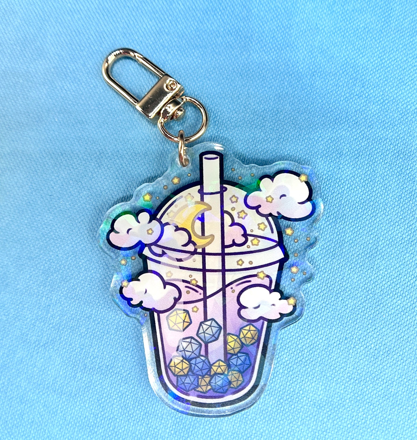 Night Sky Dice Boba Cup Keychain