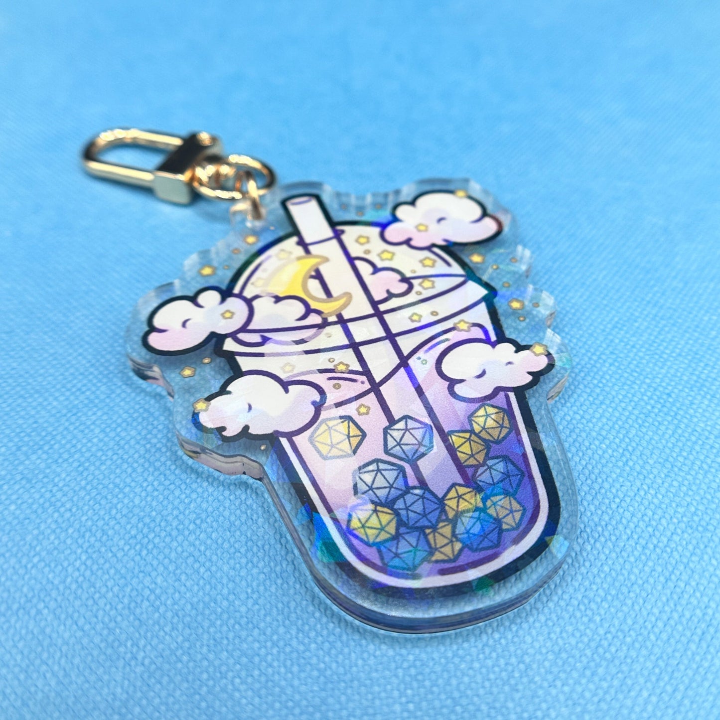 Night Sky Dice Boba Cup Keychain