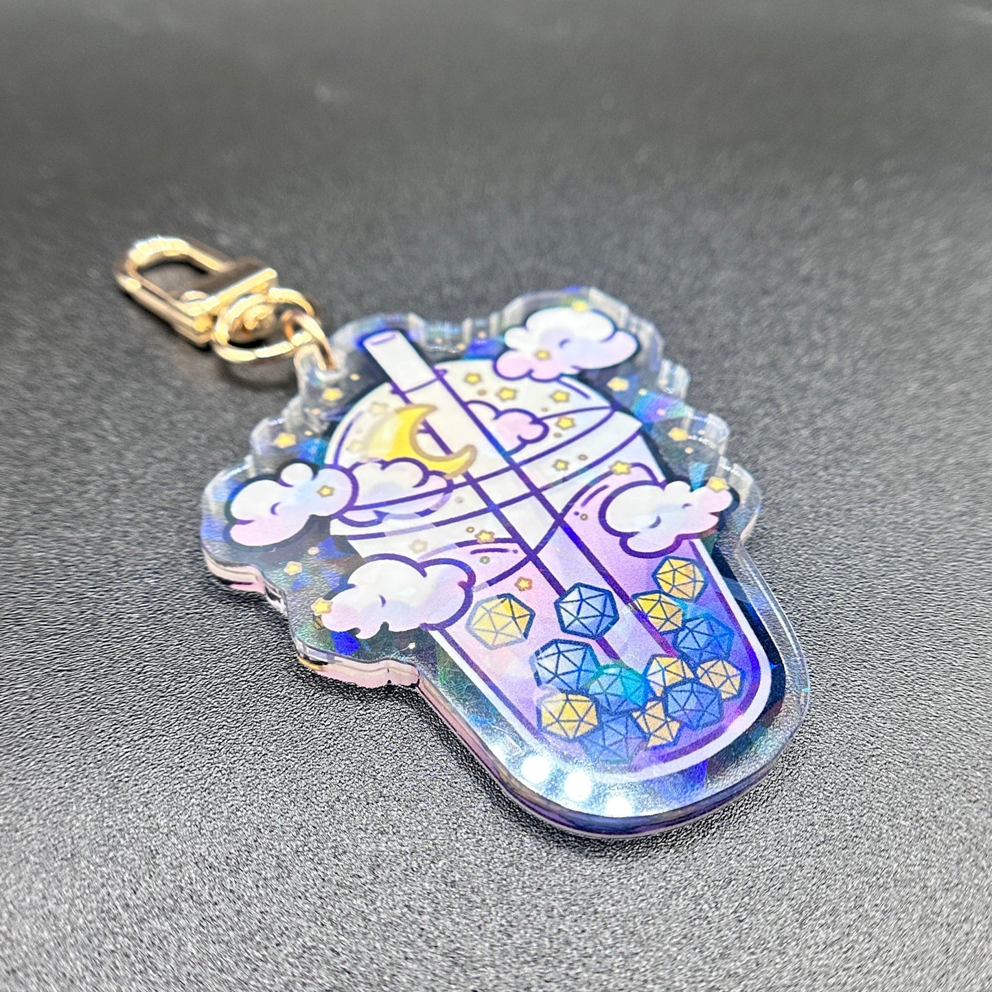Night Sky Dice Boba Cup Keychain