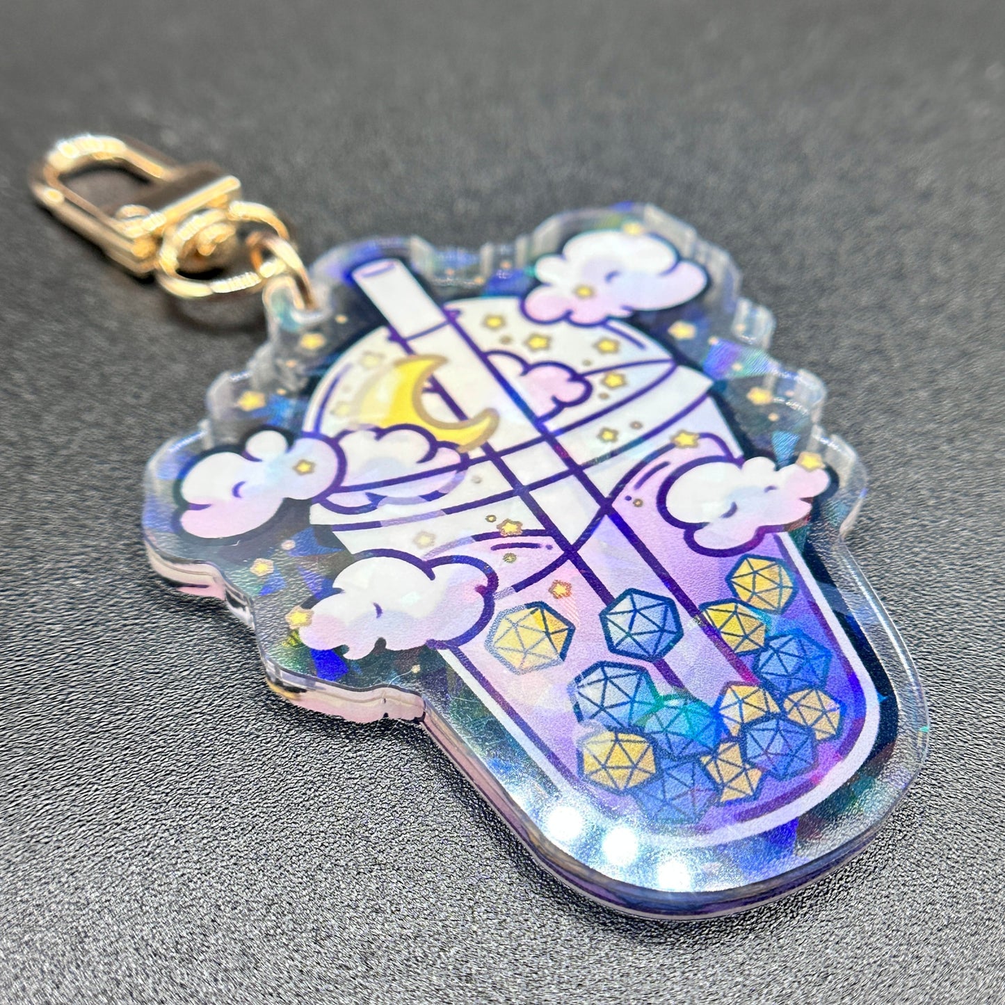 Night Sky Dice Boba Cup Keychain