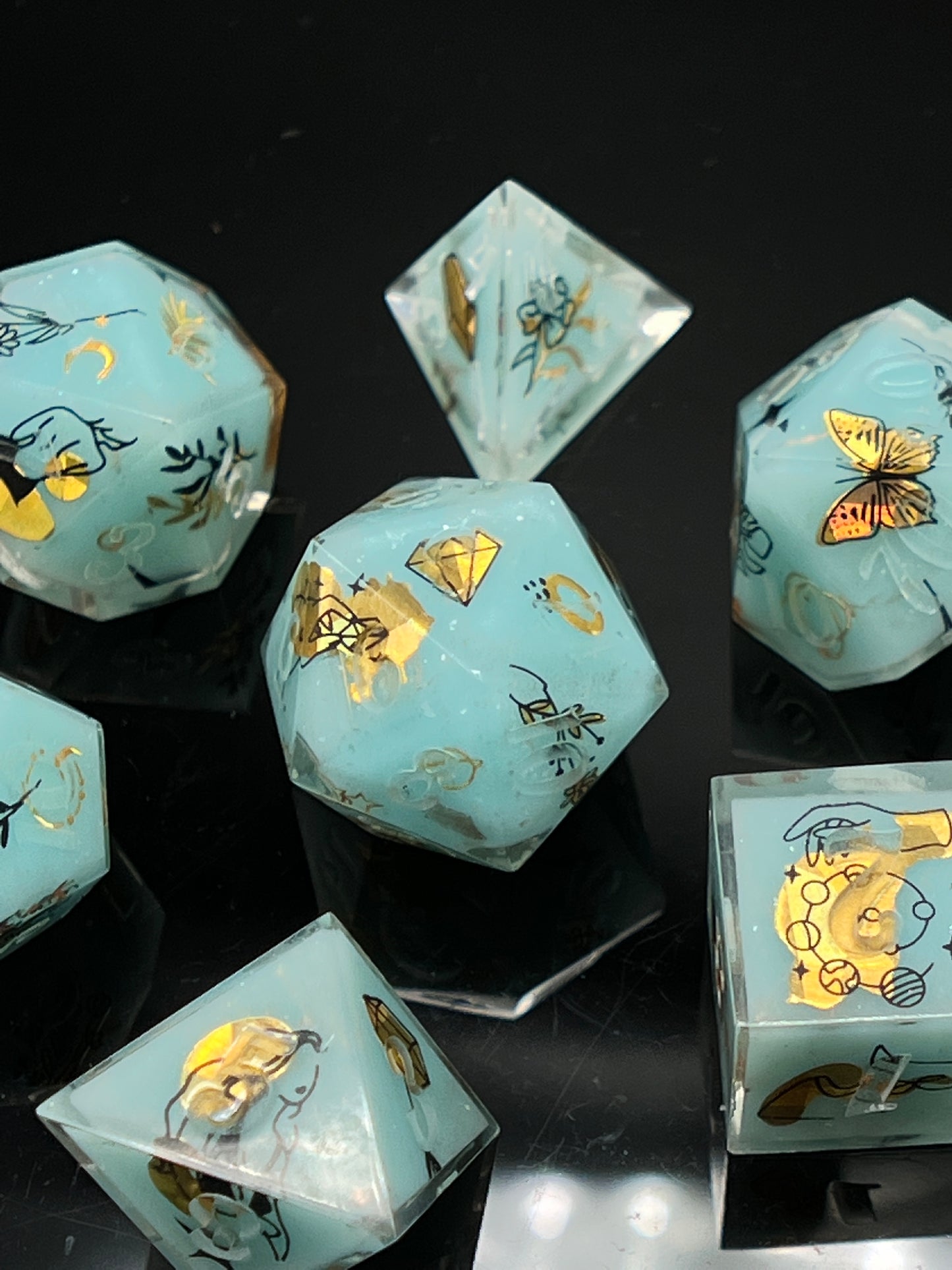 "Moon Water" Art Deco 7pc Dice Set