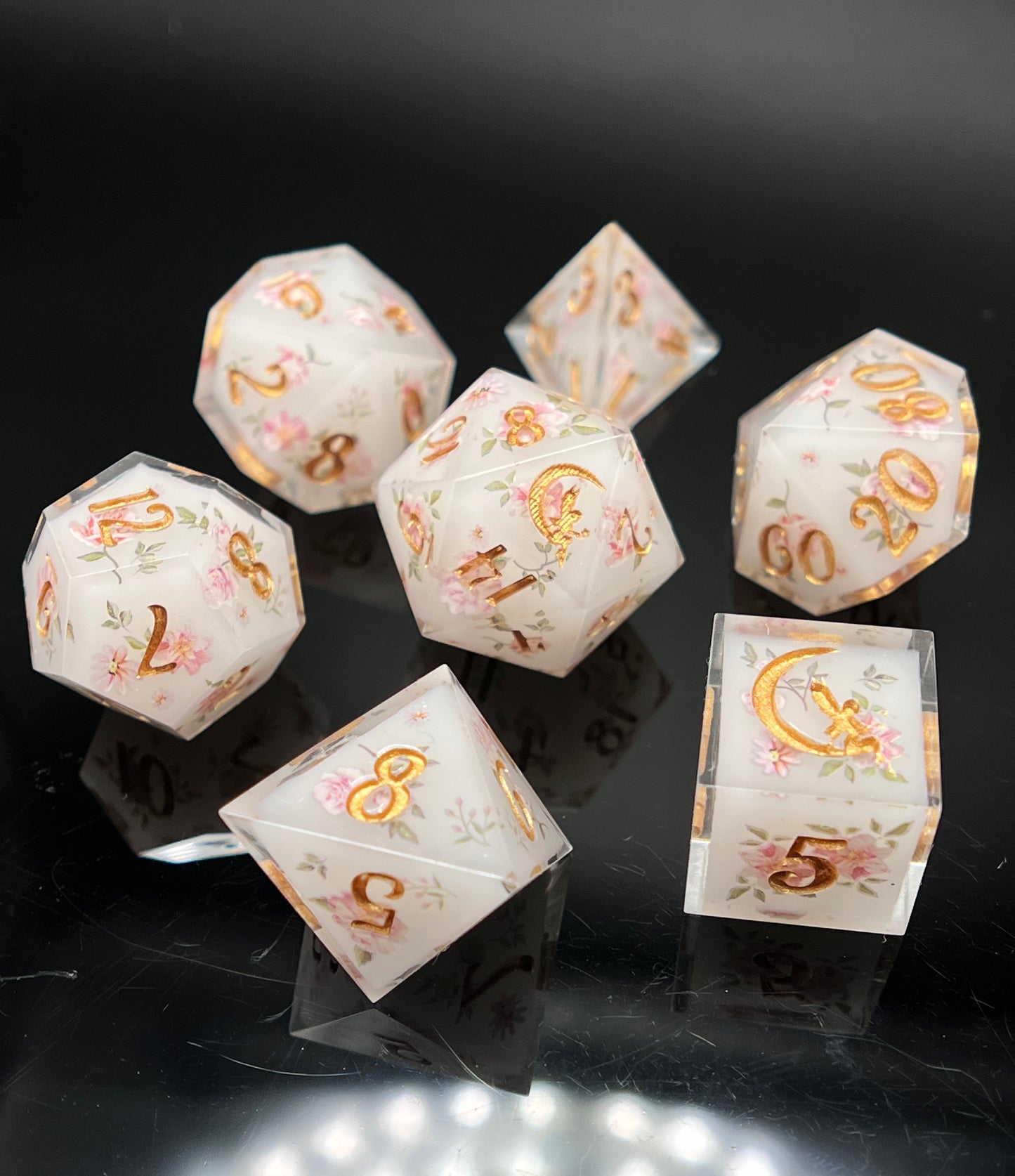 "Victorian Rose" 7pc Dice Set