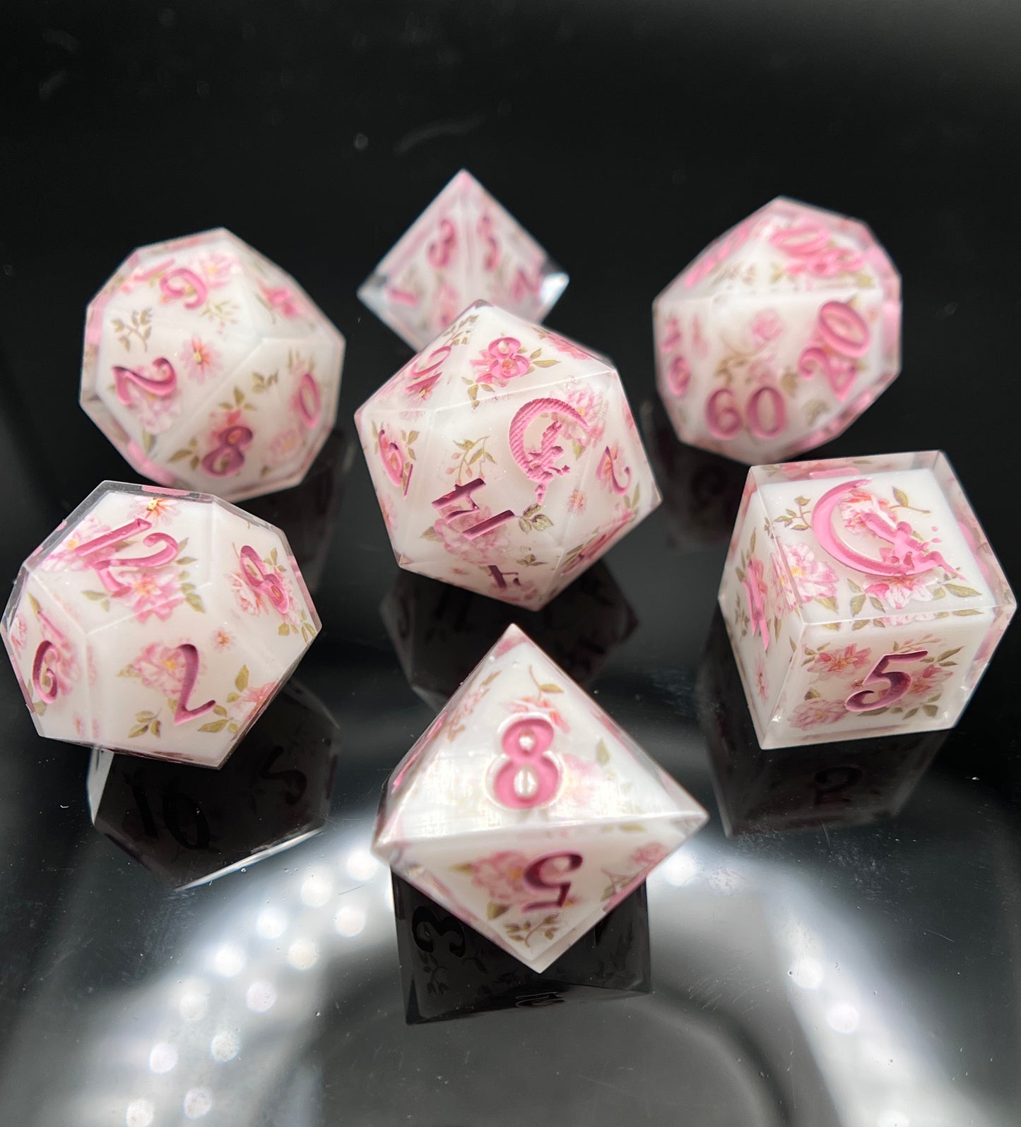 "Victorian Rose" 7pc Dice Set