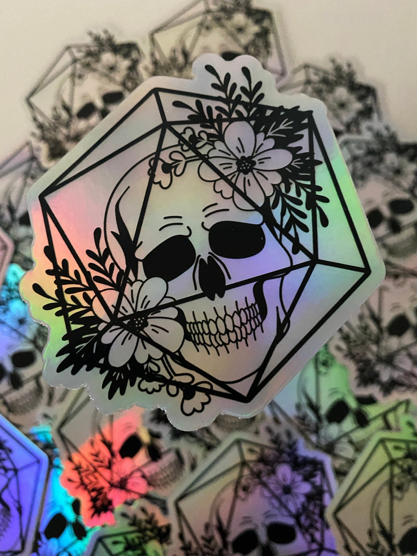 Holo Skull D20 Sticker