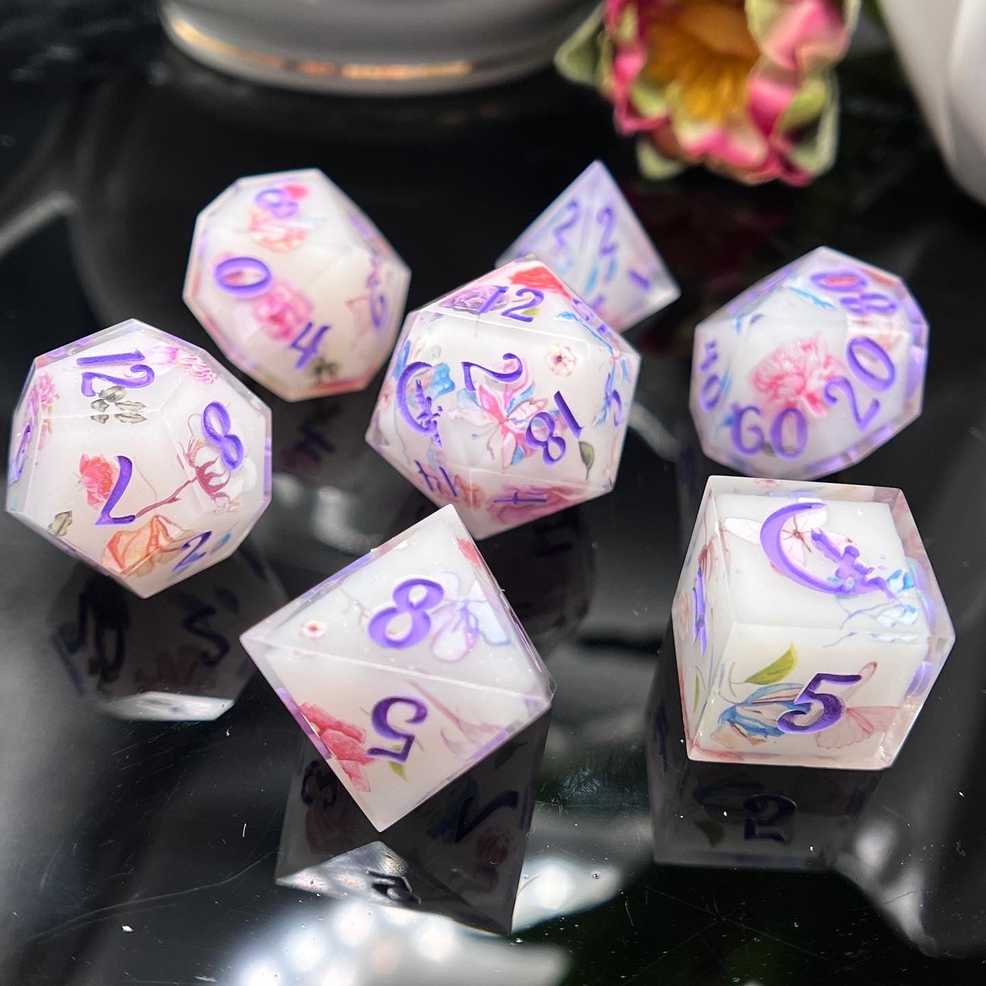 "Butterfly Kisses" 7pc Dice Set