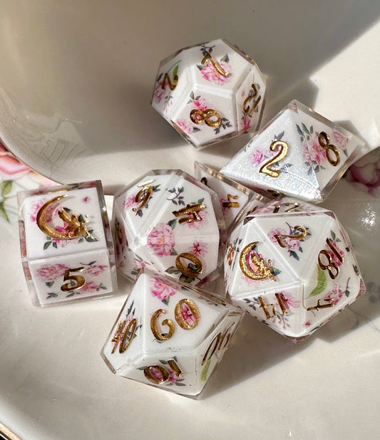 "Victorian Rose" 7pc Dice Set