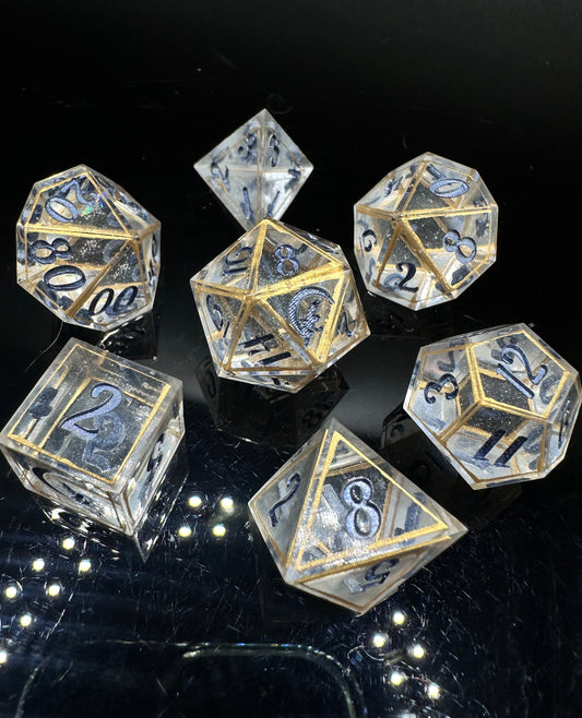 "Holy Aura" 7Pc Clear Terrarium Dice Set