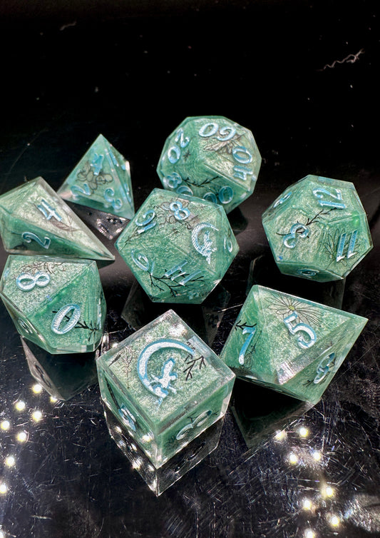 "Beneath the Willow" 8Pc Dice Set | Bridgerton-Inspired