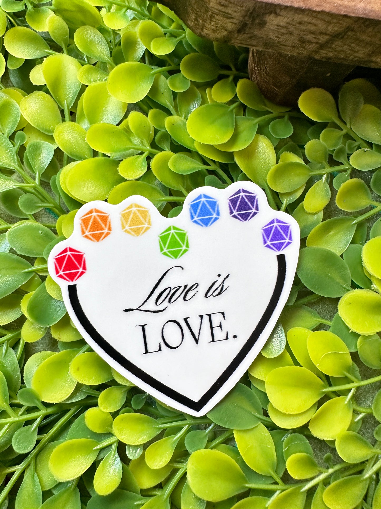 Love is Love - Rainbow D20 Heart Sticker