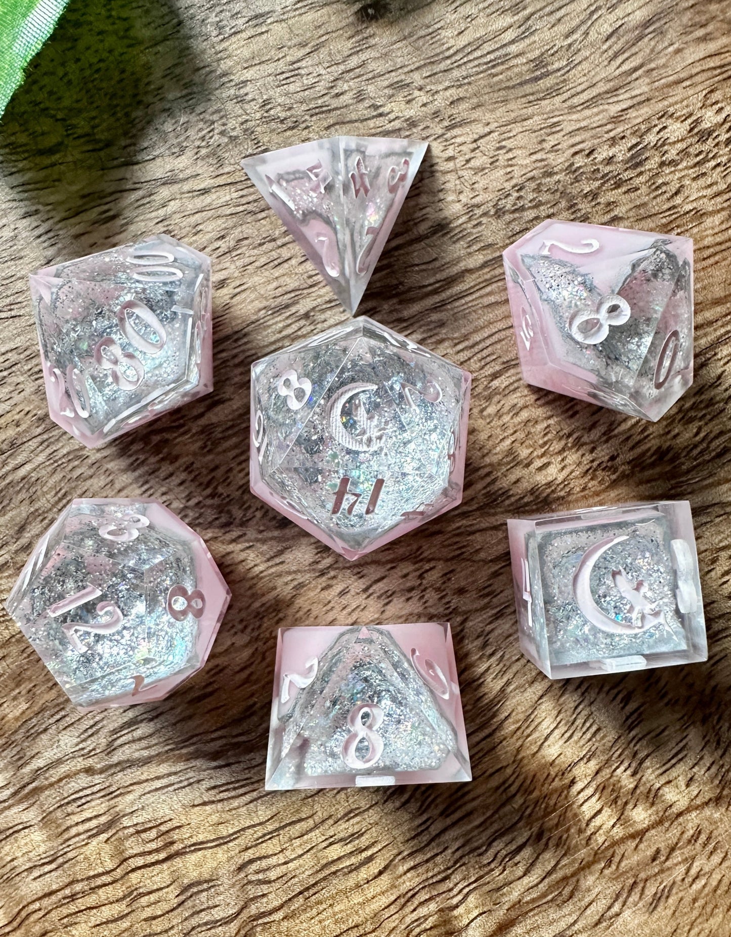 "Rose Crystal" 7pc Geode Dice Set