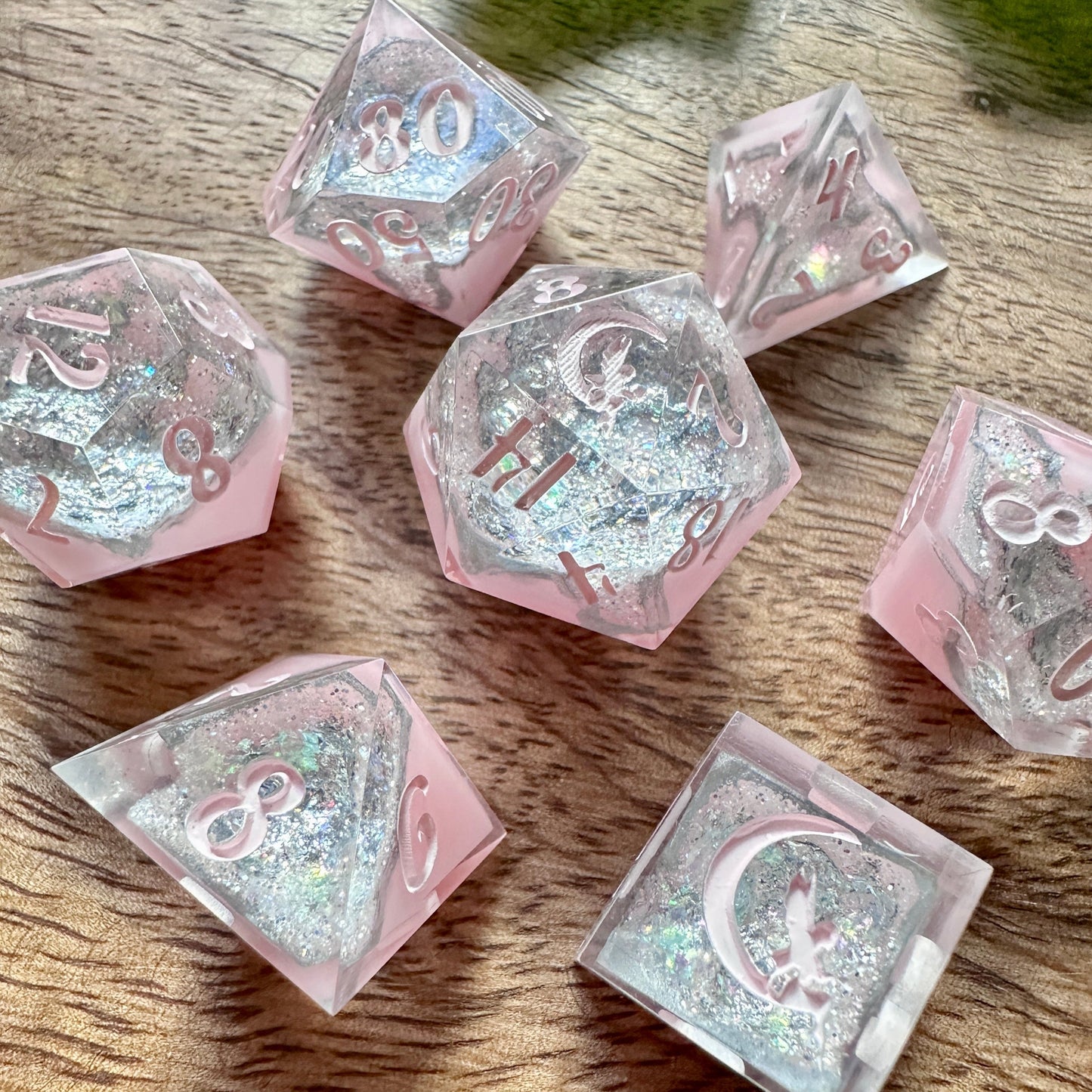 "Rose Crystal" 7pc Geode Dice Set