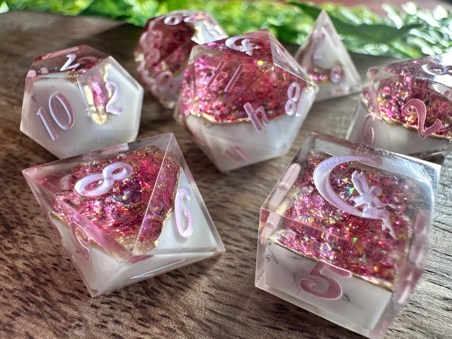 "Rosé and Marble" 7pc Geode Dice Set