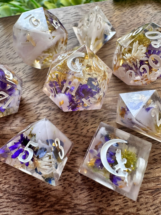 "Moonlit Thistle" 8pc Dice Set