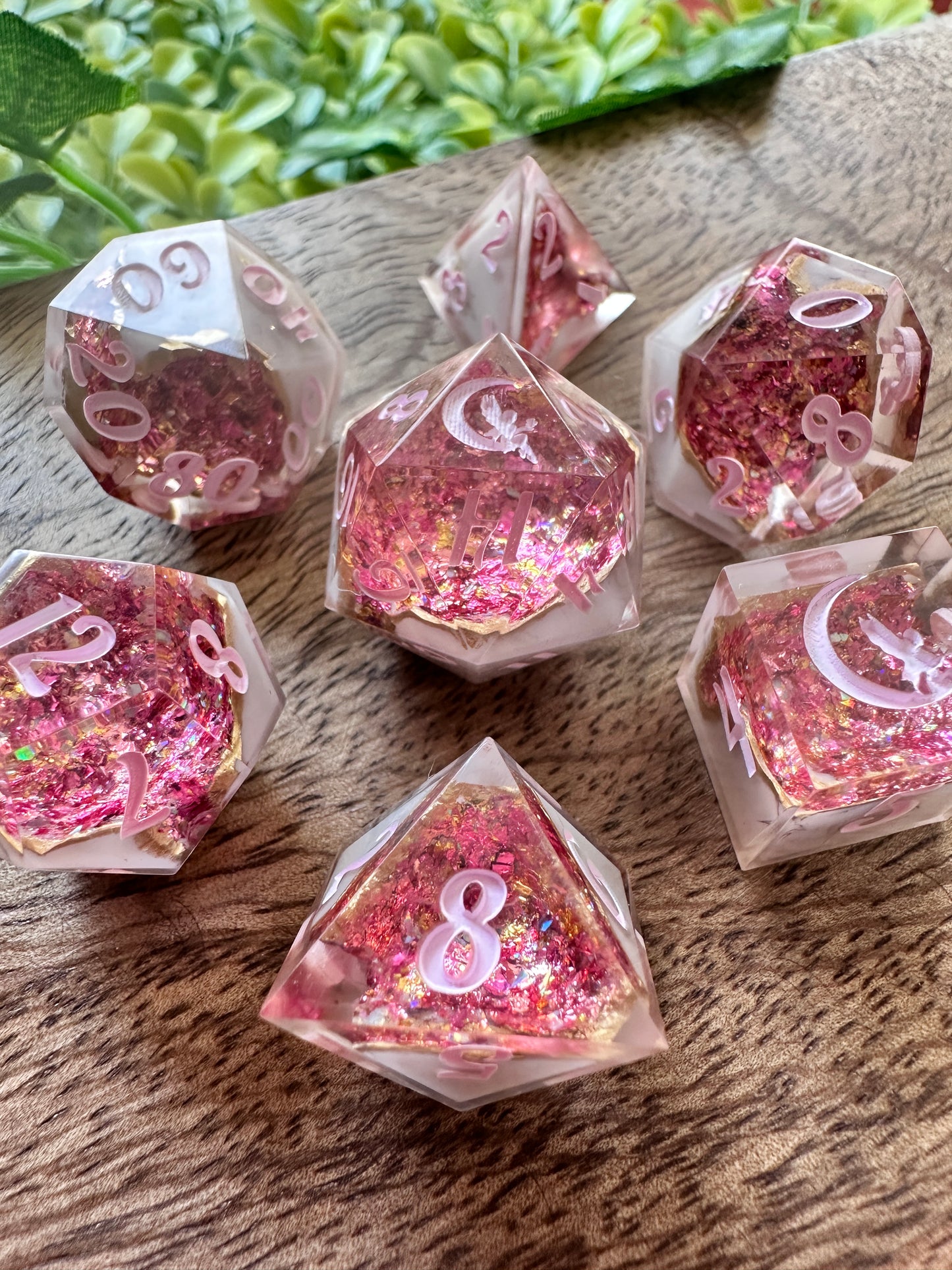 "Rosé and Marble" 7pc Geode Dice Set