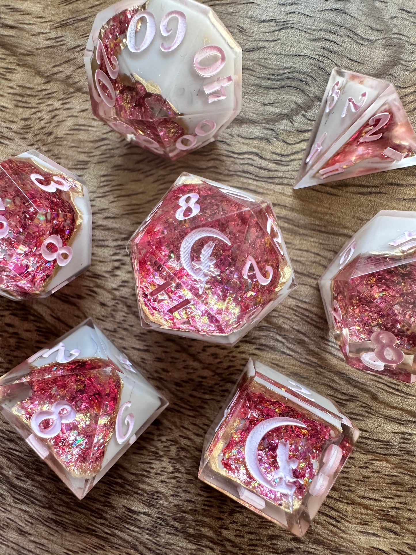 "Rosé and Marble" 7pc Geode Dice Set