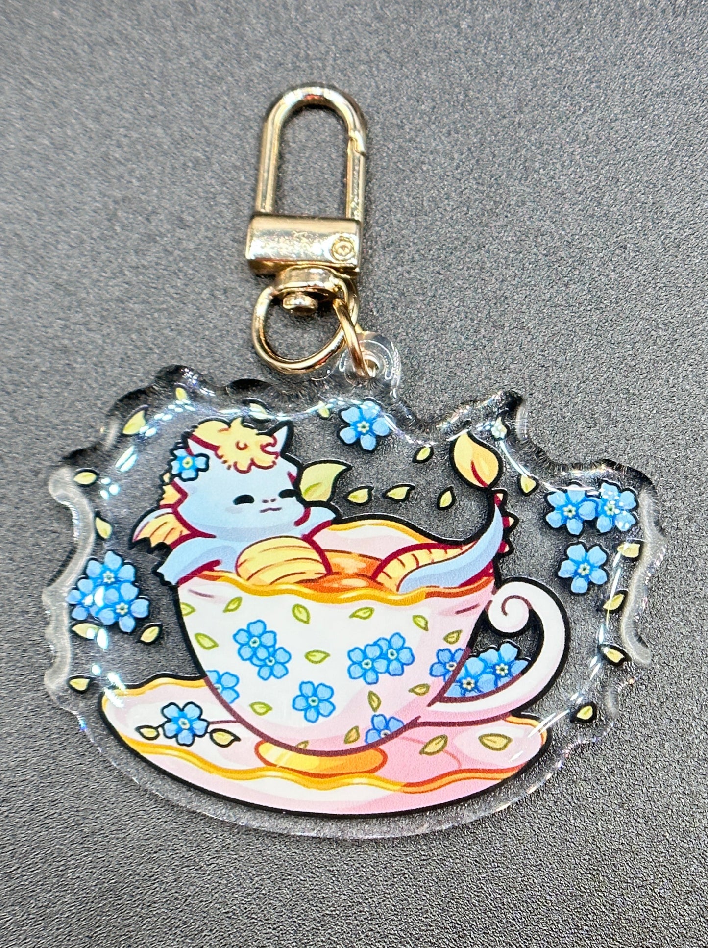 Blue Teacup Dragon Keychain