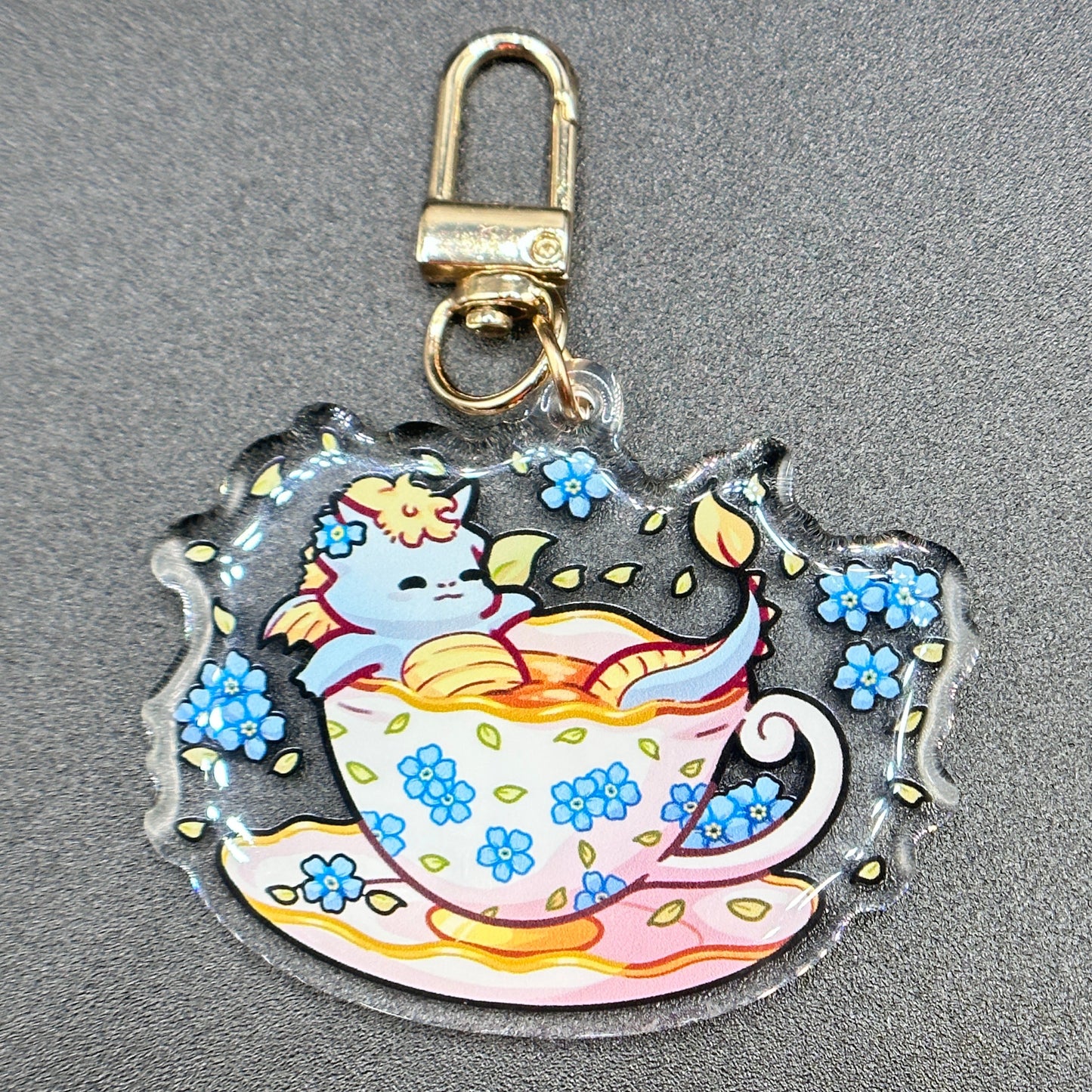 Blue Teacup Dragon Keychain