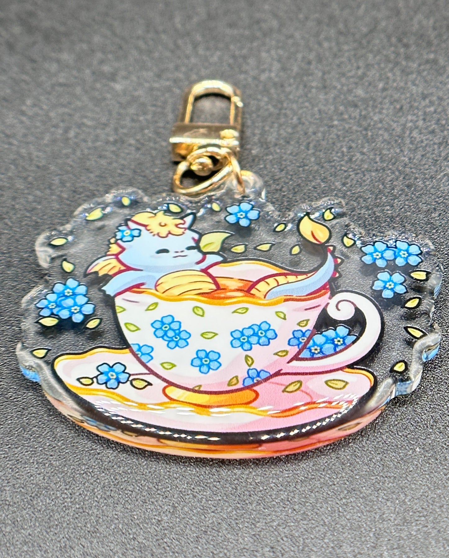 Blue Teacup Dragon Keychain