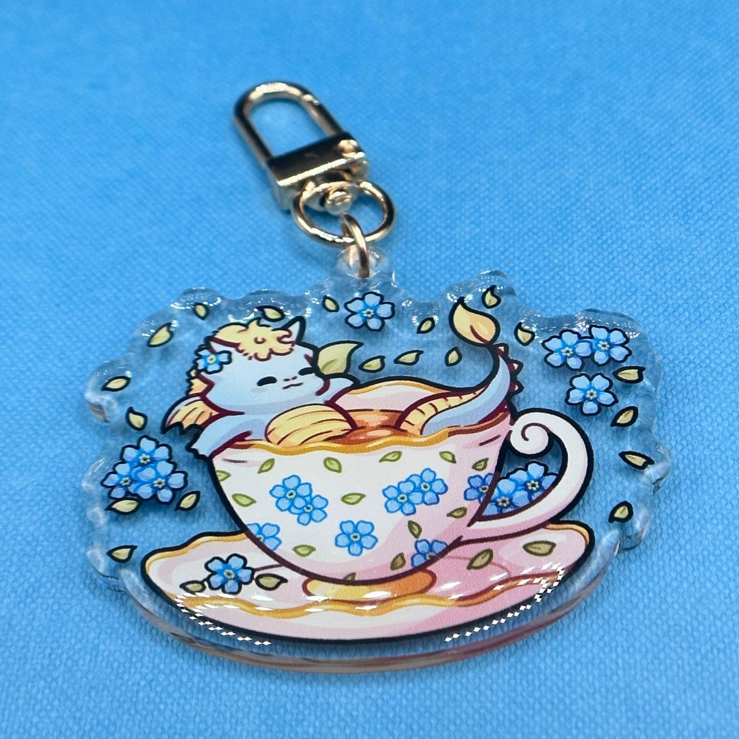 Blue Teacup Dragon Keychain