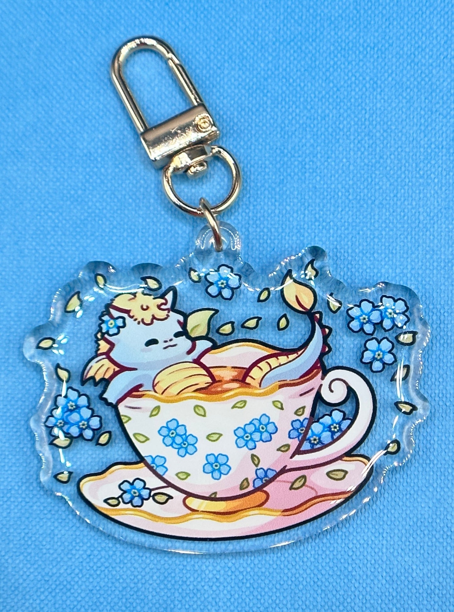 Blue Teacup Dragon Keychain