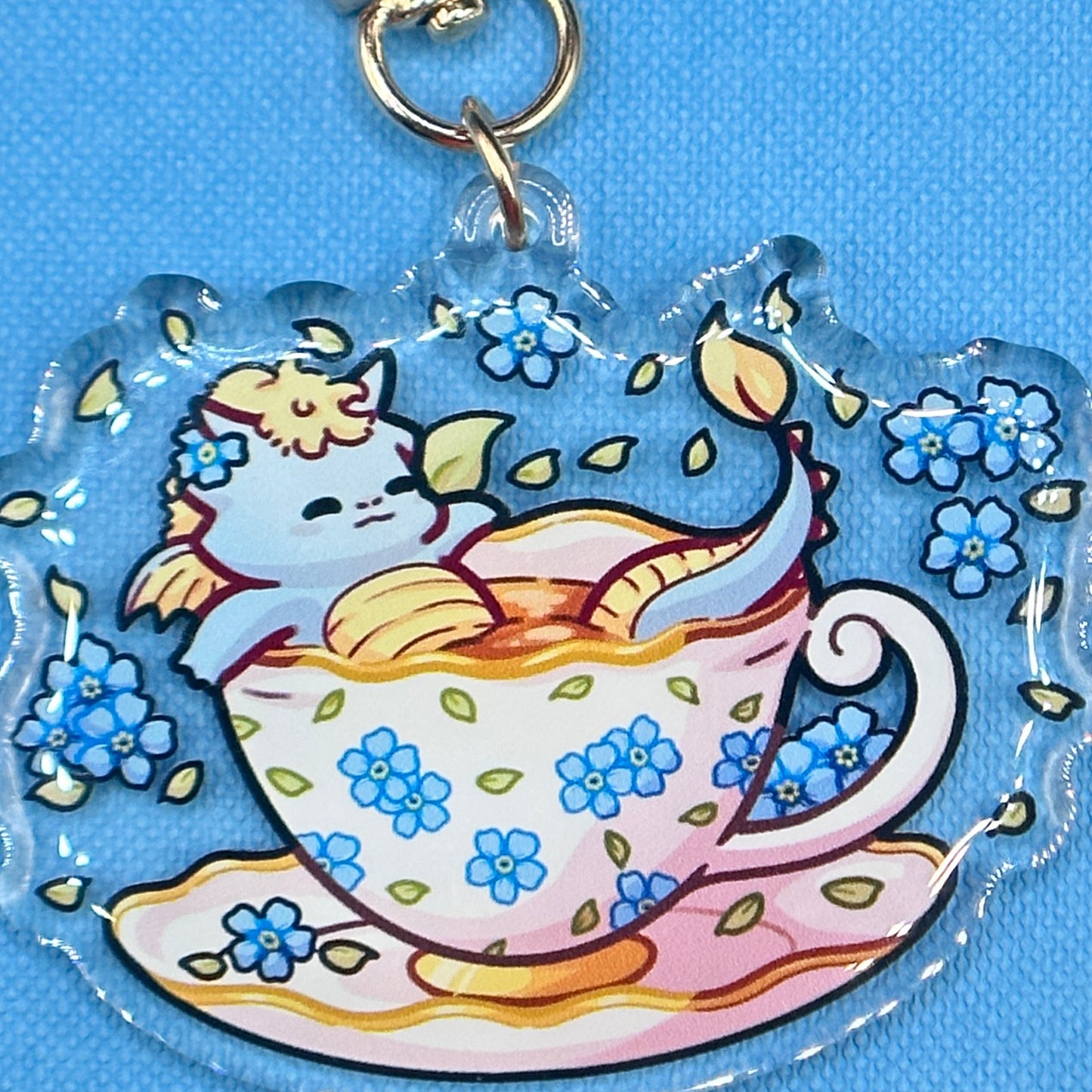 Blue Teacup Dragon Keychain