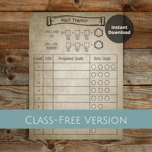 Class-Free Spell Tracker - Instant Download