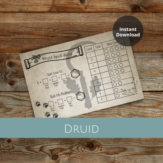 Druid Spell Tracker - Instant Download