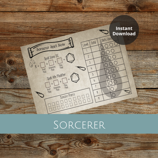 Sorcerer Spell Tracker - Instant Download