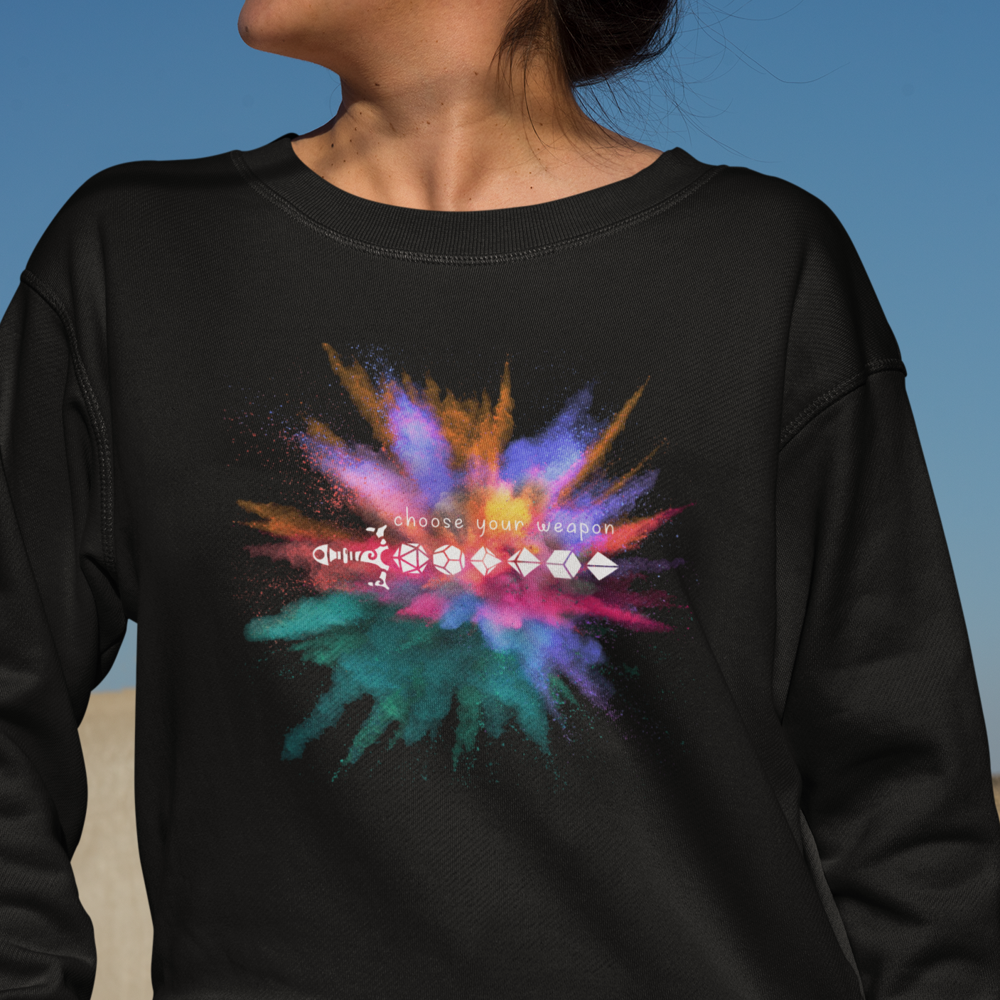 Color Spray Dice Sword Unisex Crewneck Sweatshirt