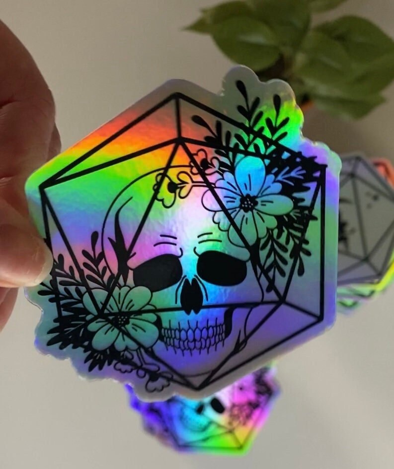 Holo Skull D20 Sticker