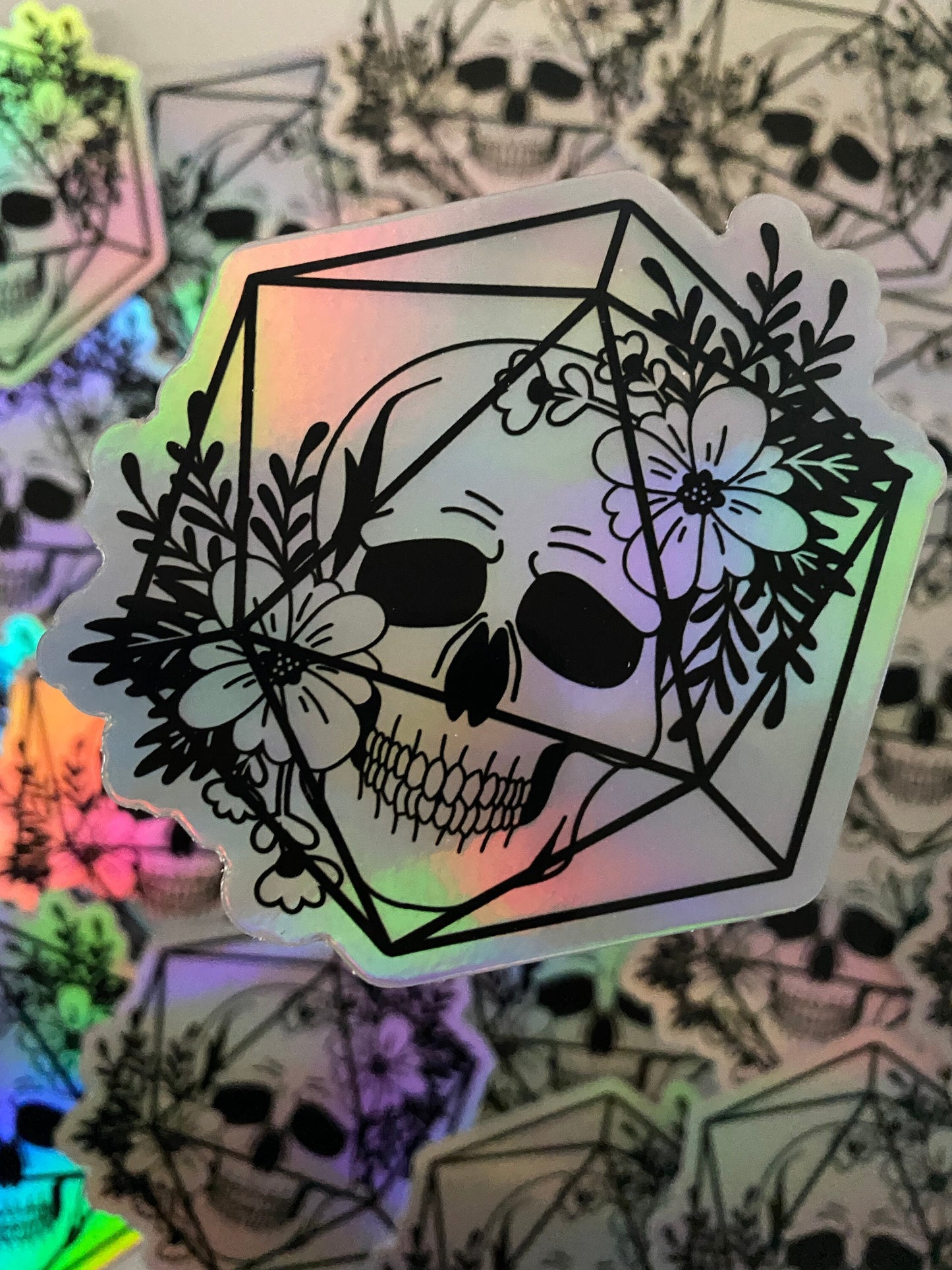 Holo Skull D20 Sticker