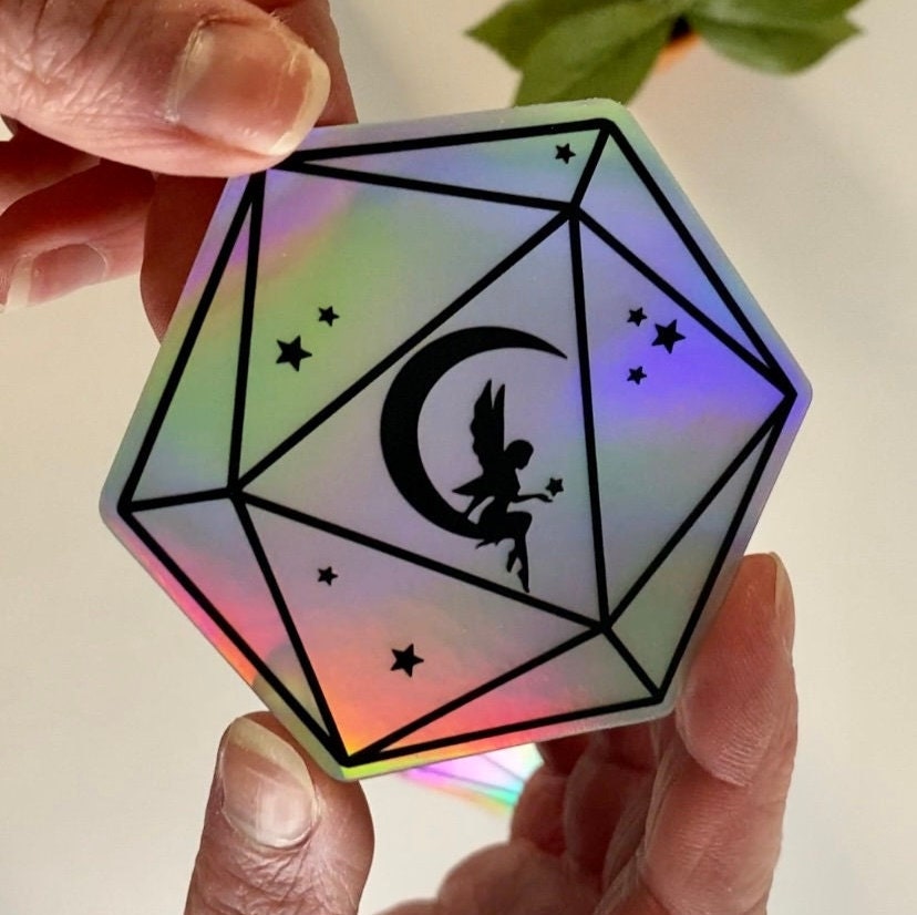 Holographic D20 Fairy Sticker