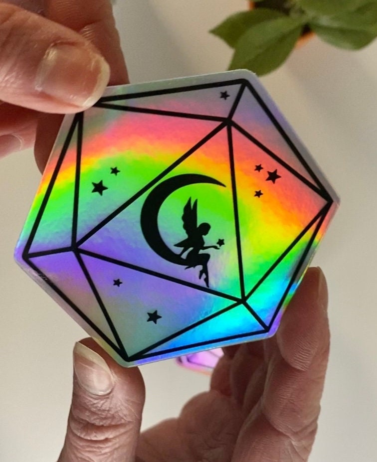 Holographic D20 Fairy Sticker