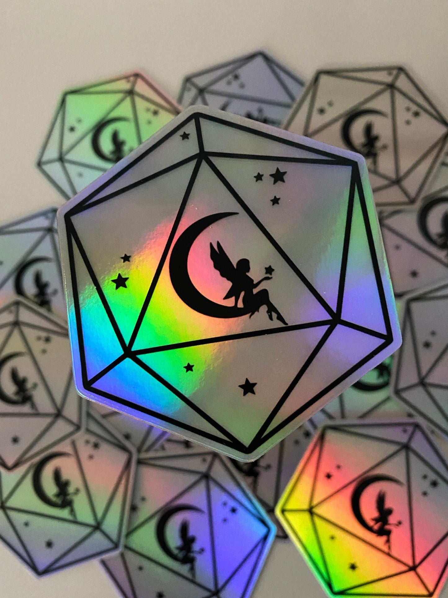 Holographic D20 Fairy Sticker