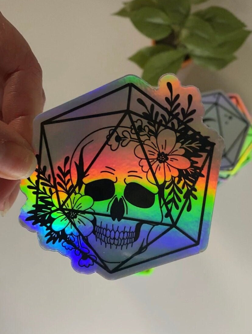 Holo Skull D20 Sticker