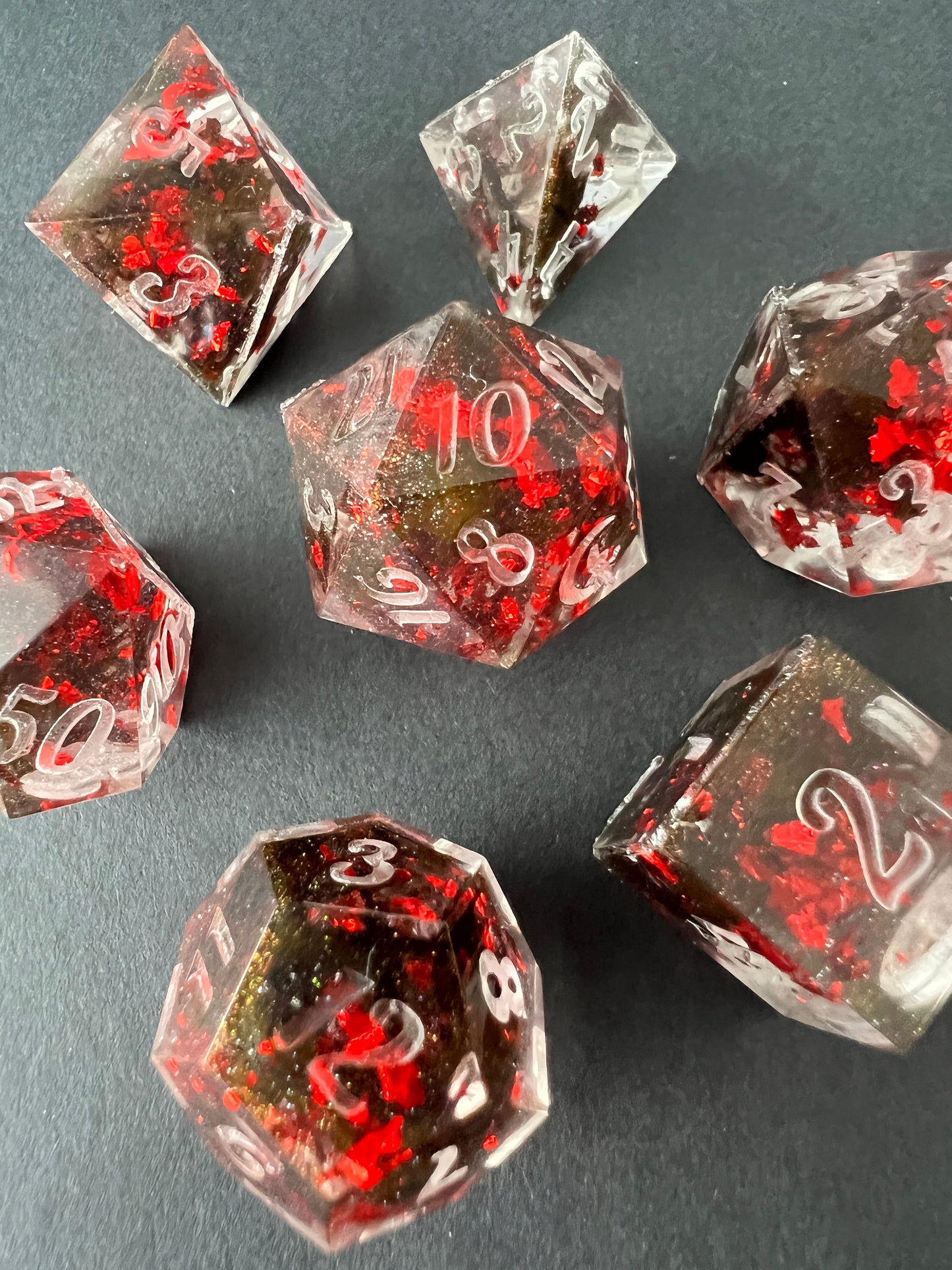 "Vampiric Touch" 7pc Dice Set