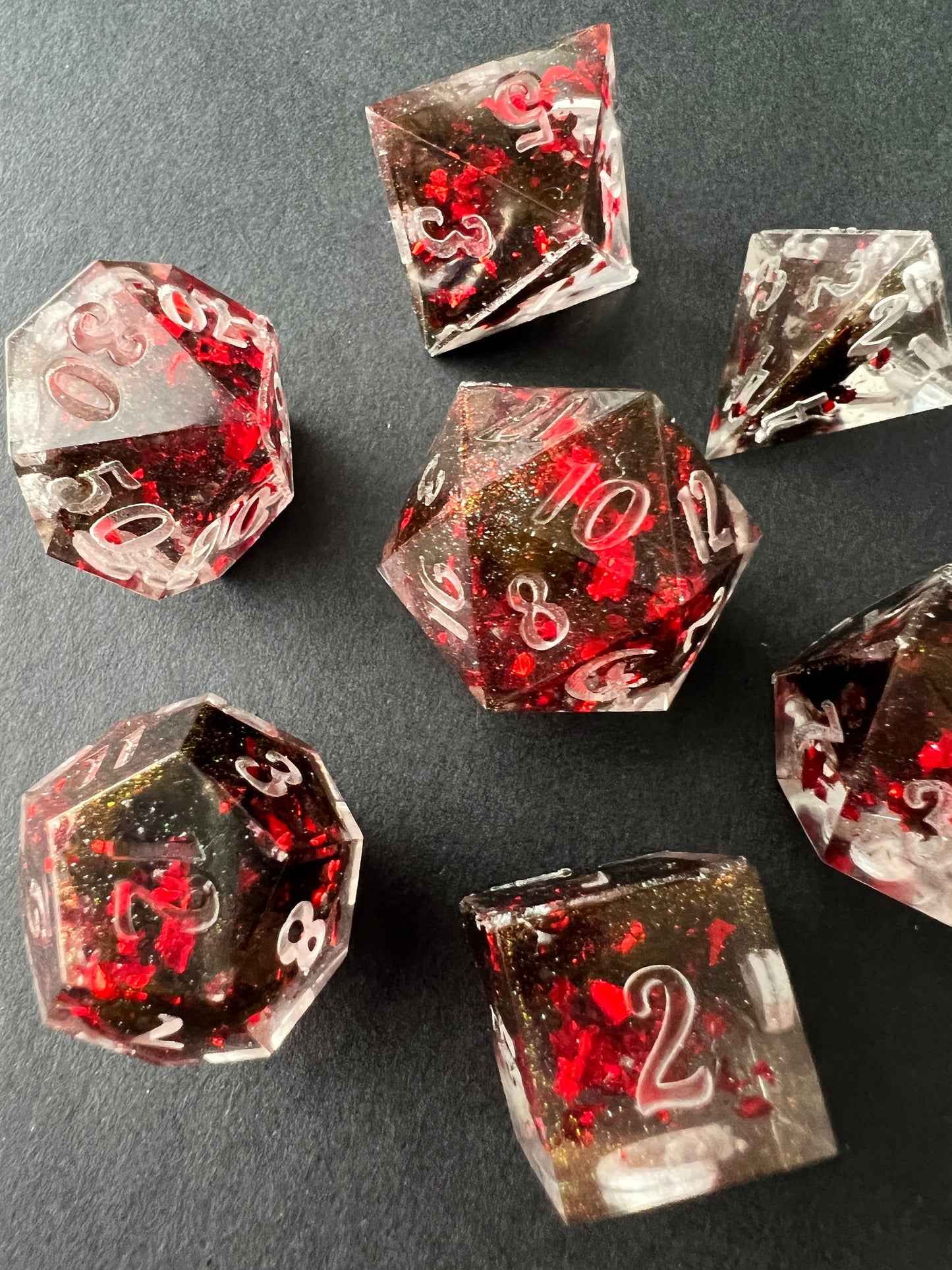 "Vampiric Touch" 7pc Dice Set