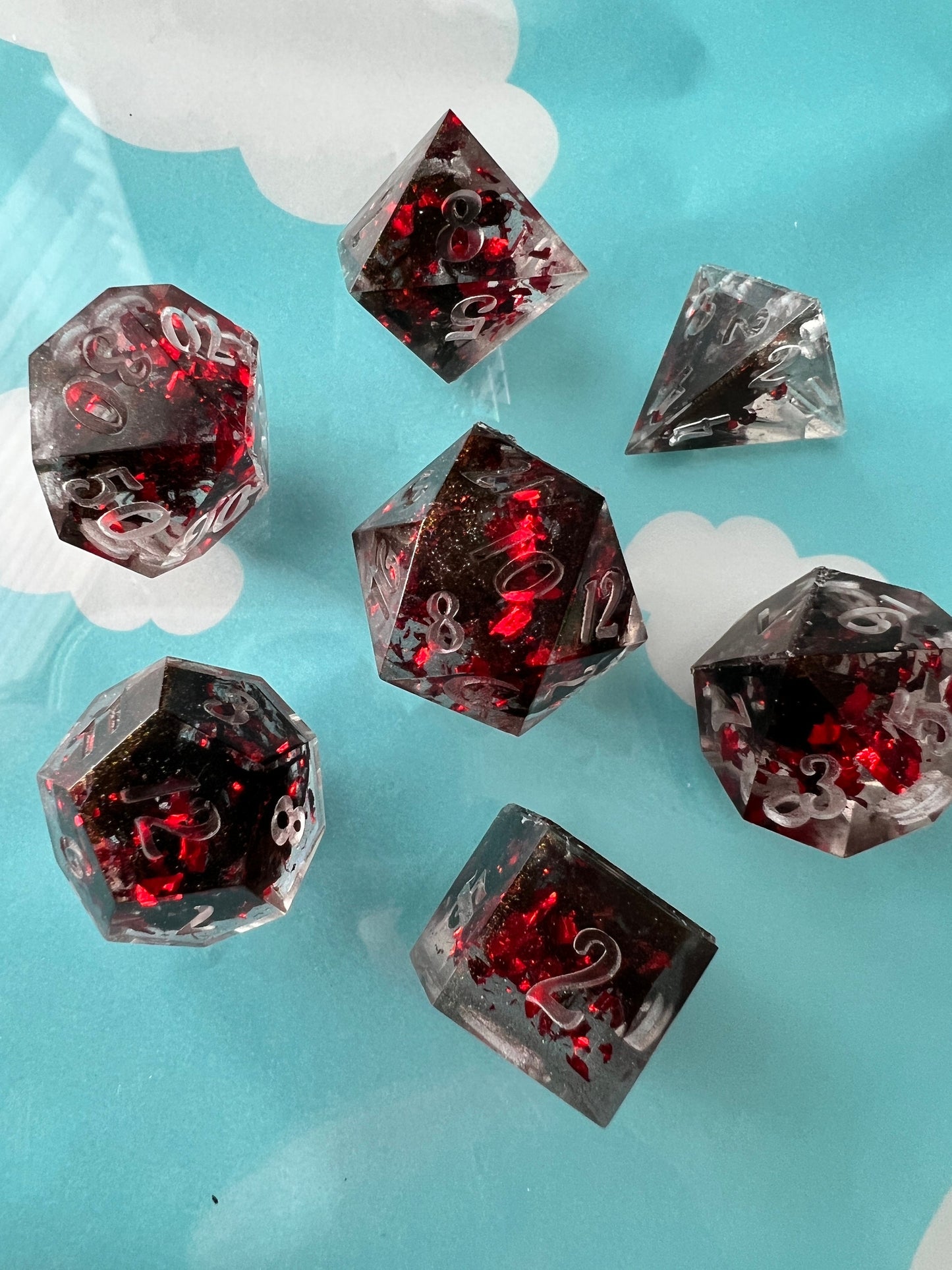 "Vampiric Touch" 7pc Dice Set