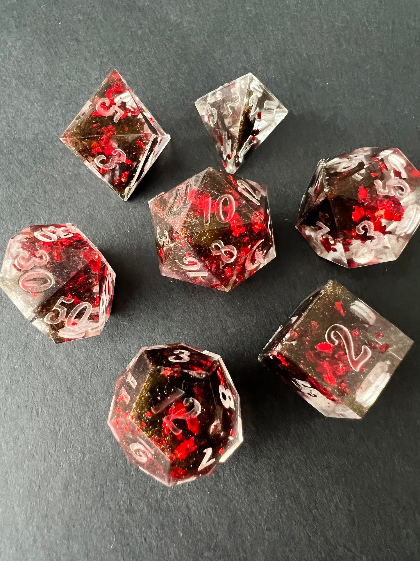 "Vampiric Touch" 7pc Dice Set